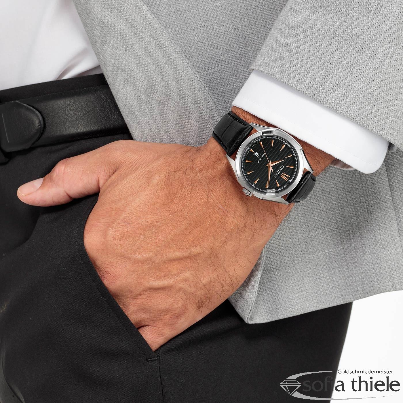 Herrenuhr Lederband Quarz AW1750-18E