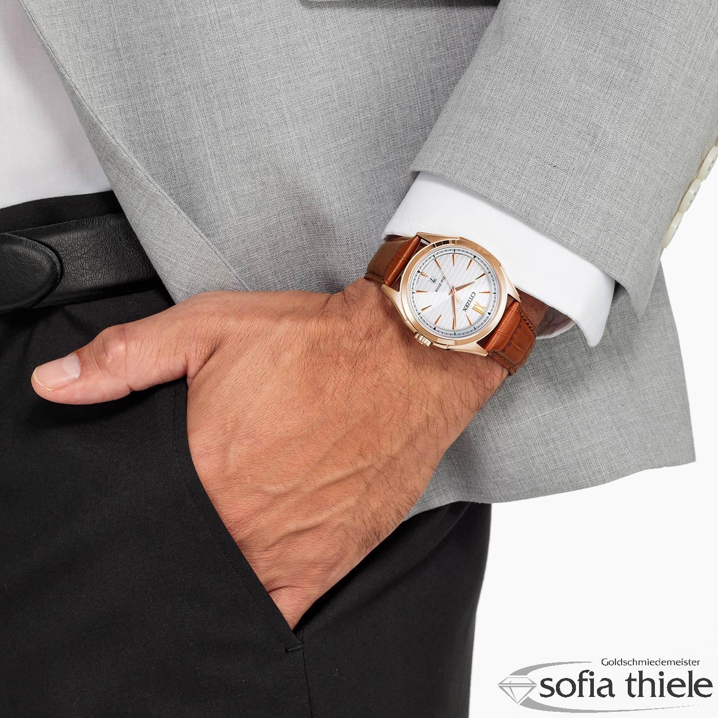 Herrenuhr Lederband Quarz AW1753-10A