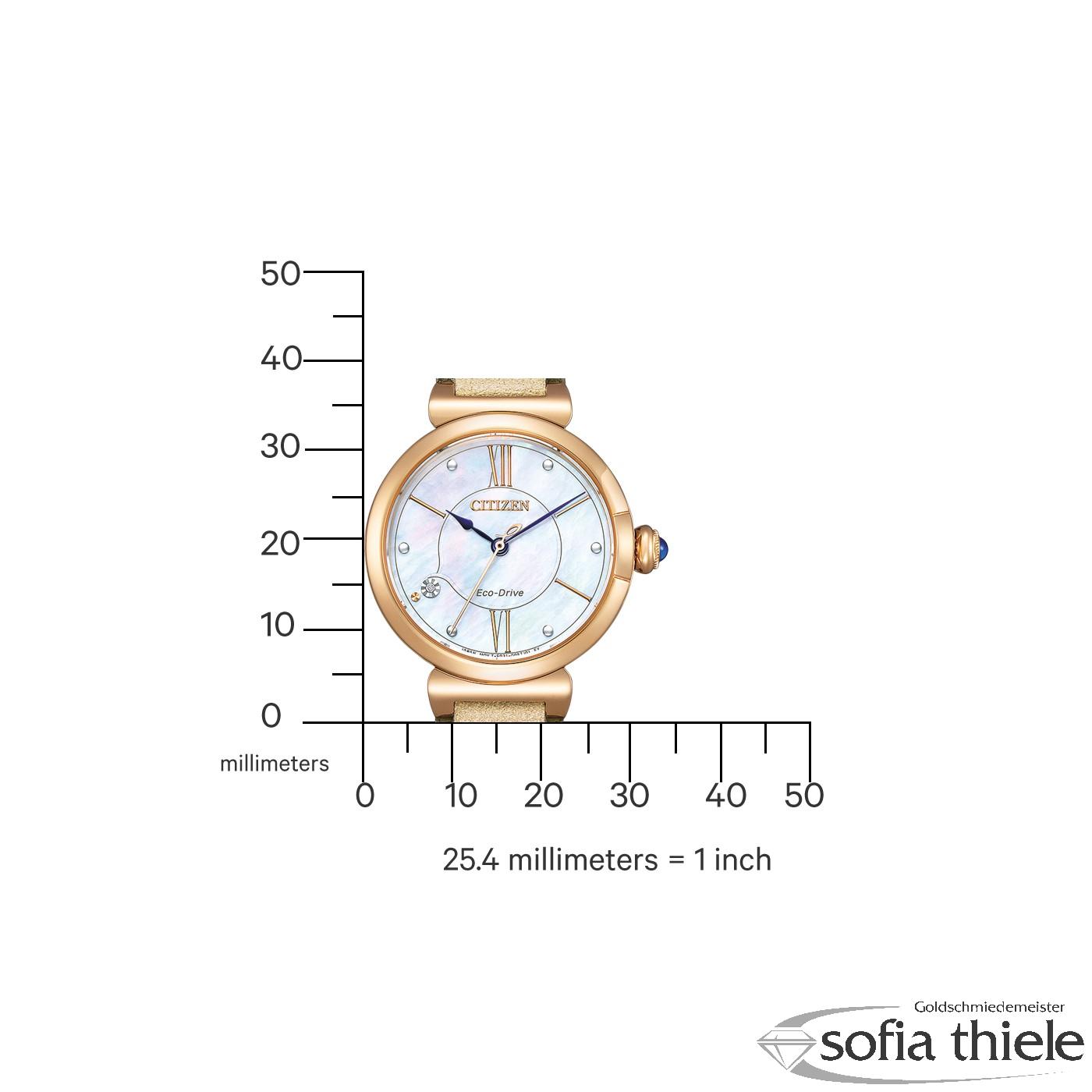Damenuhr Lederband Quarz EM1073-18D